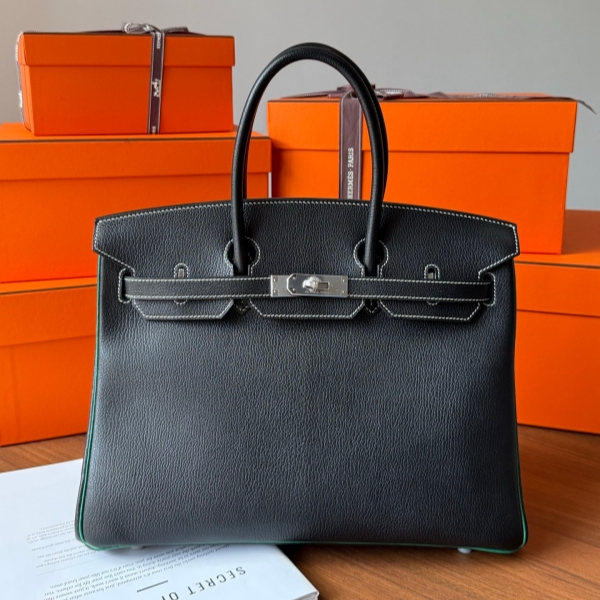 【エルメス HERMES】バーキン35 ブラック (89)  シェーブルミゾール シルバー金具（100％手縫い）